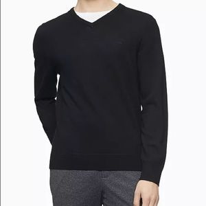 Calvin Klein Merino V-neck Black Mens Sweater sz L